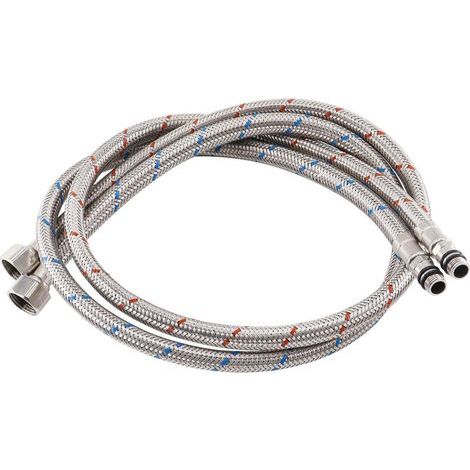 Stück 80 cm x G3/8 x M10 flexible Anschlussschläuche für Küchenarmaturen, flexibler Wasserhahnschlauch, geflochtene Edelstahl-Verlängerungsrohre für Küche und Bad (1/5)