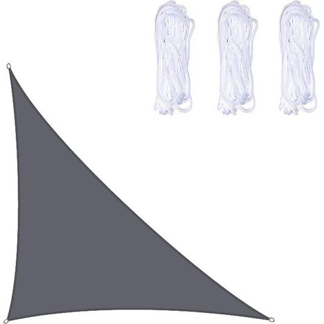 Voile d'ombrage Triangulaire 4x4x5.7m Toile Ombrage Une Protection des Rayons UV pour Extérieur,Terrasse,Jardin - Gris (1/4)