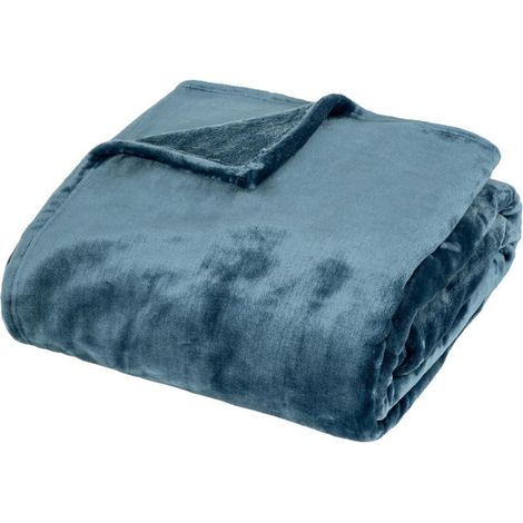 Plaid en Flanelle "Cuddly" 180x230cm Bleu Égéen (1/3)