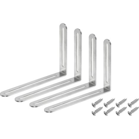 4Pcs Équerre Réglable En L Avec Fente 6.5 x 4.72 Pouce Argent (1/5)