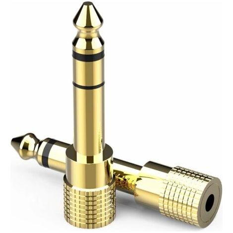 Adaptateur Jack 6.35mm Mâle vers 3.5mm Femelle Audio Jack, 3.5 to 6.35 mm Plaqué Or Adapter pour Guitare Piano Amplificateur Chaîne Smartphone - Lot de 2 (1/5)