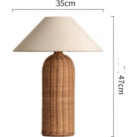 Lampes de table en rotin, style rustique, style bohème, idéales pour les petits espaces 35x47cm (1/4)