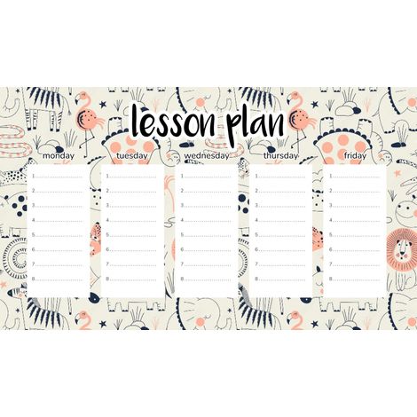 Piano di lezione magnetico per bambini: Savana e animali, 45x26 cm