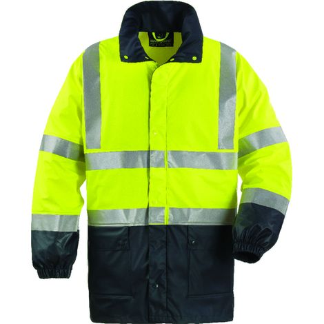 Veste de pluie haute visibilité Coverguard Harbor Jaune / Bleu Marine L. (1/2)