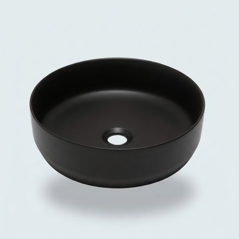 Lavabo cerámico Croma Round negro mate sobre encimera 39 x 39 x 12 cm de Aqua