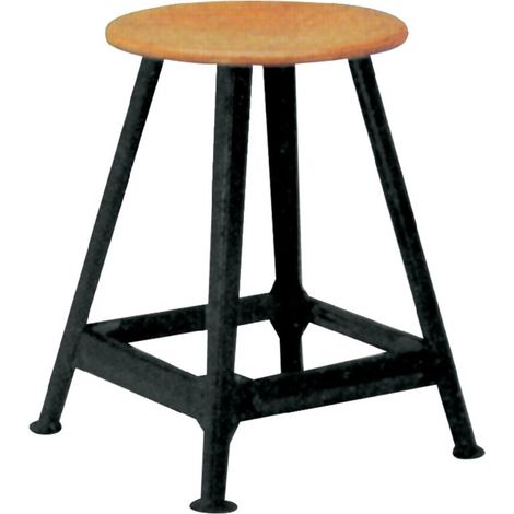 Bandstahlhocker Holz Rundsitz, RAL 9005 Vierbein, Höhe 550 mm Sitzfläche D 350