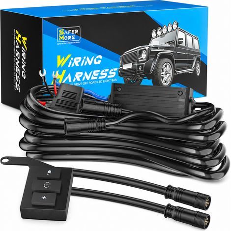 Mazo de cables para luces auxiliares de motocicleta 12 V, relé, doble interruptor, control remoto inalámbrico, 5 modos, 3 m (1/5)