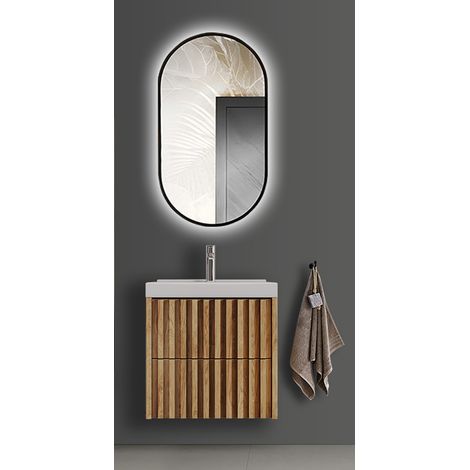 Badmöbel Set 2-teilig Eiche Desio-107 LED Badezimmerspiegel, 60 cm Waschtisch (1/5)