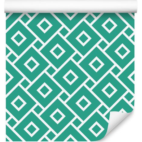 Carta da parati con motivo geometrico marino e menta per soggiorno e camera da letto, 50x1000 cm (1/5)