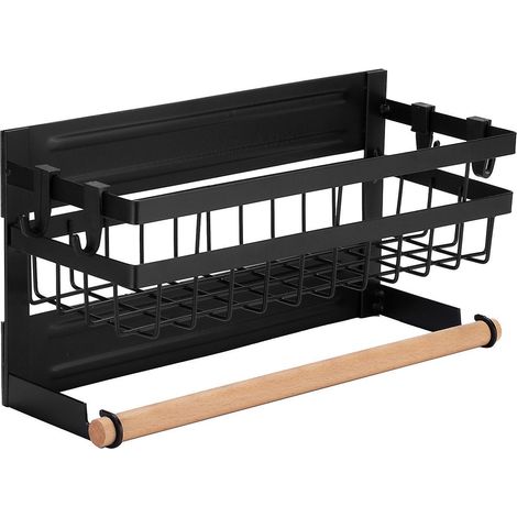 Magnetisches Gewürzregal für den Kühlschrank mit Haken, Papierhandtuchhalter, rostfreiem Gewürzglasregal, Mehrzweckregal