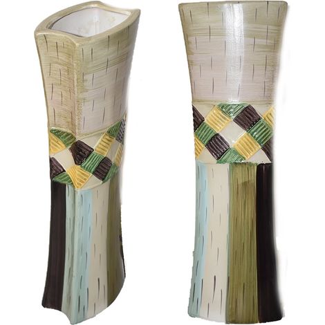 Vaso etnico porta fiori centro tavola in ceramica per piante decorazione casa soggiorno idea regalo (1/5)