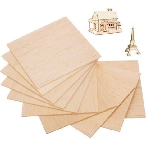 Lot de 10 feuilles de bois de balsa,200 x 200 x 1,5 mm mince bois de tilleul non peint contreplaqué non fini modèle b BOIS A GRAVER (1/5)