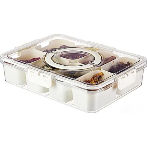 Boîte à épices à 4 ou 8 compartiments, boîte à épices transparente, ensemble de pots à épices compatibles pour le rangement en cuisine : sel, sucre, paprika, poivre et épices. (1/5)