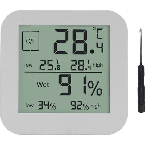 Thermomètre Hygromètre Minuteur Écran LCD Tactile Double Face Rétroéclairage Blanc Cuisine (1/5)