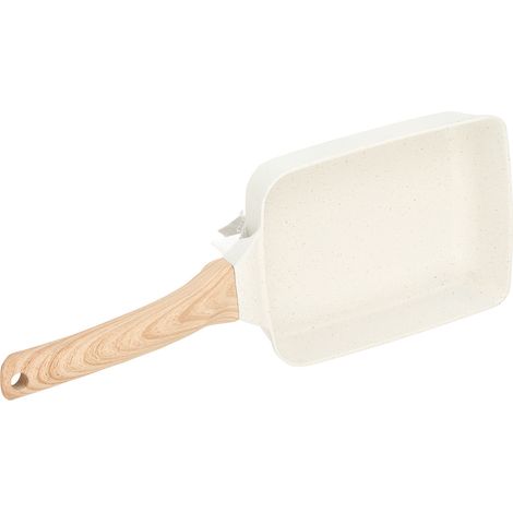 Rechteckige Antihaftpfanne aus Aluminiumlegierung und Phenolharz für Frühstück, Steak, Omelett, Tamagoyaki, beige, für den Hausgebrauch (1/5)