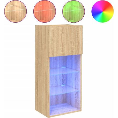 vidaXL Mueble para TV con luces LED roble Sonoma 40,5x30x90 cm (1/2)