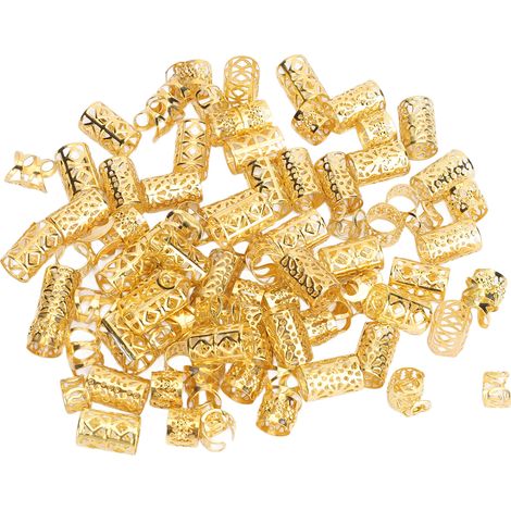 200 pièces perles pour dreadlocks en alliage souple, anneaux décoratifs raffinés et tendance pour cheveux, or, idéal pour mariage et fête (1/5)
