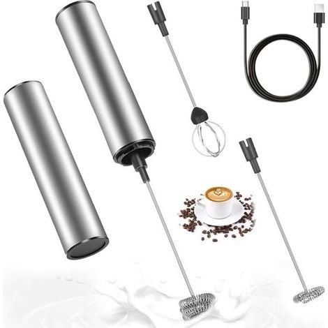 NETBOAT USB-wiederaufladbarer elektrischer Milchaufschäumer mit 2 verschiedenen Rührköpfen (1/5)