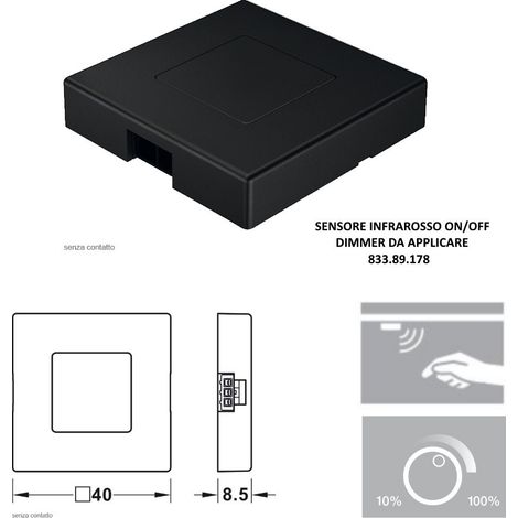 INTERRUTTORE DIMMER SENZA CONTATTO 40X40mm HAFELE DA APPLICARE NERO 833.89.178 SENZA CAVO