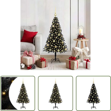 LED-Beleuchtung - Weihnachtsbaum mit 150 LEDs mit Ständer Schwarz 120 cm PVC (1/5)