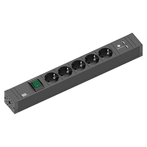 Bachmann CONNECT LINE regleta negra 5 tomas USB