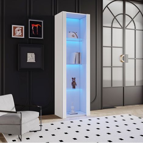 MEUBLIV Vitrina 55x38x166 cm negra – LED, 3 estantes de vidrio (1/5)