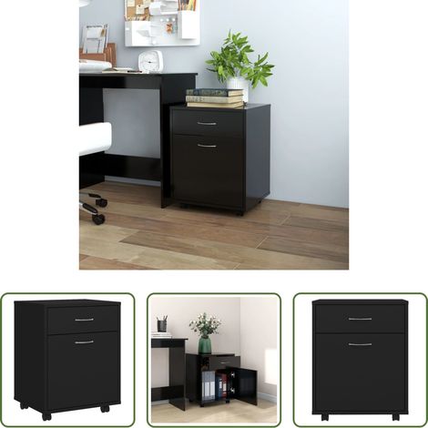 vidaXL Rollschrank - Rollschrank Schwarz 45x38x54 cm Holzwerkstoff (1/5)