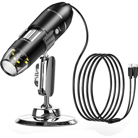 Microscope numérique USB portable avec caméra d'inspection, grossissement 50x-1600x, support réglable, éclairage LED, compatible avec smartphones iOS et Android. (1/2)