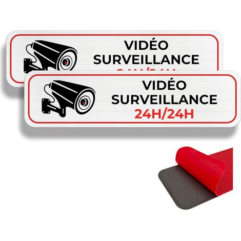 Panneau de et de Propriété Privée, 19×5 cm, Alarme de Sécurité, Intérieur/Extérieur, en Aluminium, Avec Autocollant (Vidéo Surveillance) (1/5)