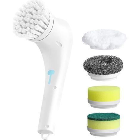 Brosse de Nettoyage électrique rotative Brosse de Nettoyage Portable sans Fil avec 5 têtes de Brosse remplaçables, Brosse de Nettoyage électrique Rechargeable pour Le Nettoyage