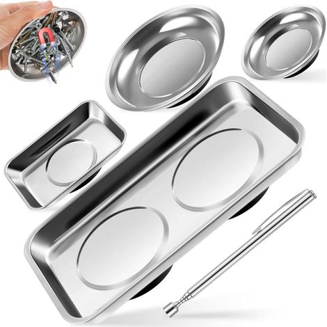 Lot de 5 Plateaux à Outils Magnétiques avec 1 Outil Ramassage Magnétique 3Ib (1/5)