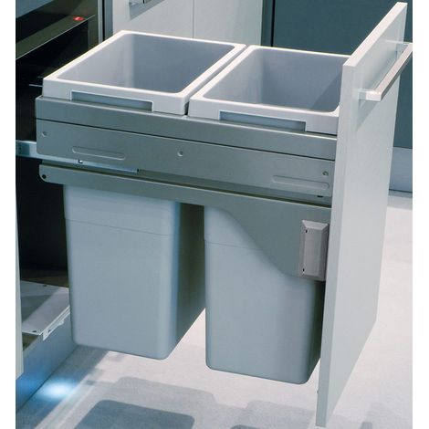 Poubelle de cuisine tri sélectif 2 bacs encastrable 80L (38+38) Hailo Euro Cargo 450 Soft Close