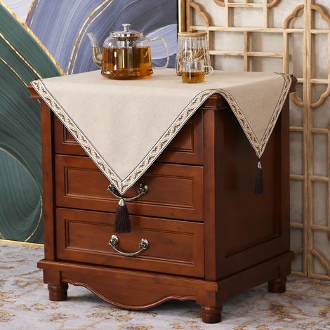 Nappe Carrée 8080cm Beige Jaune en Lin Coloré Monet Non Étanche Table Chevet 30 × 30 × 30 cm 1 kg – Livraison gratuite