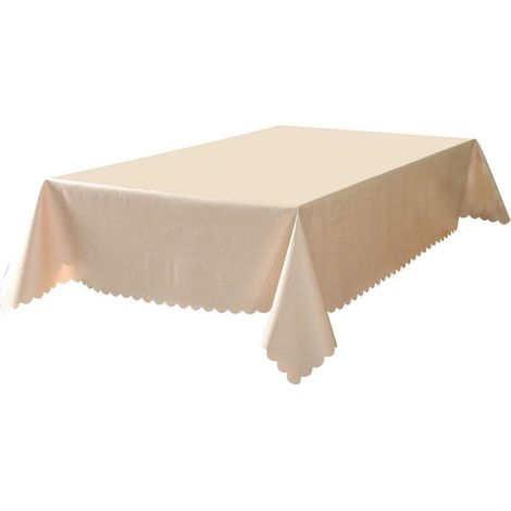 Nappe en PVC imperméable 140x240 cm Rectangulaire Beige pour Cuisine & Table de Salle à Manger