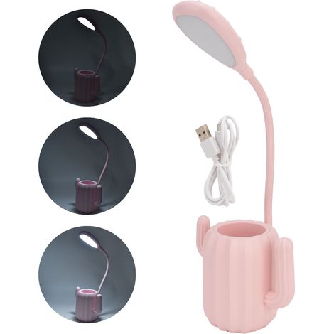 Lampadaire LED de bureau pour enfants, lampe de lecture rechargeable avec protection oculaire, veilleuse tactile pour chevet, support de stylo intégré, 3 niveaux d'éclairage.
