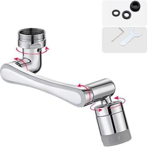 Aérateur de robinet, rallonge de robinet orientable 1440° fixation de robinet, 2 modes de sortie d'eau, robinet universel, diffuseur en laiton pour évier de salle de bain cuisine 20/22/24 mm