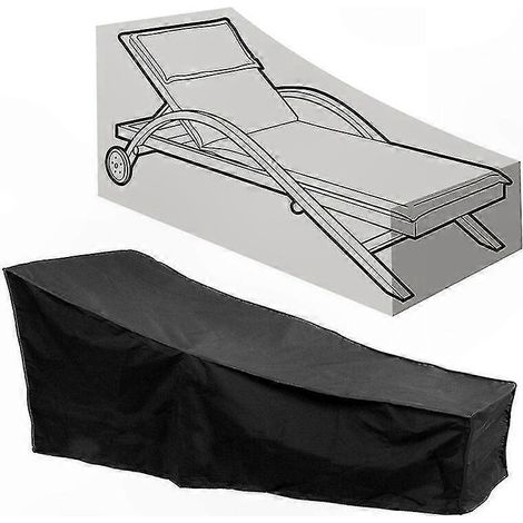 Housse de protection pour transat imperméable et anti-UV, résistante au vent, format 210x80x40-75cm, tissu Oxford 210D, noir, couvre-bain de soleil extérieur robuste et déperlant. (1/5)