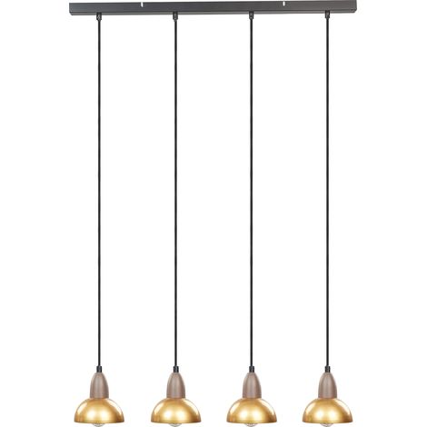 Lámpara colgante moderna 4 luces pantalla metálica salón dormitorio iluminación ambiental latón Castaly