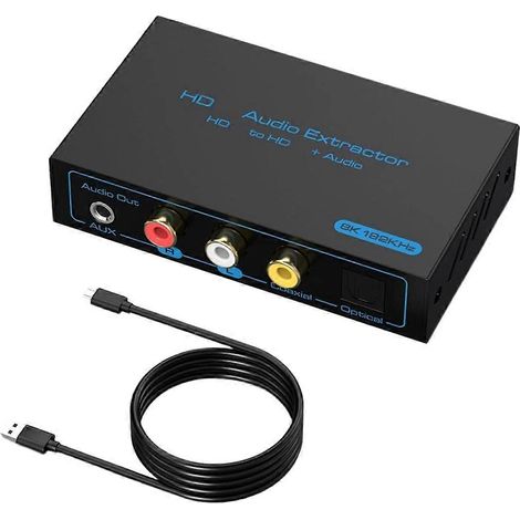 Extracteur audio 8K 60 Hz, convertisseur AUX optique/coaxial compatible avec HDMI 4K 120 Hz, prend en charge HDCP, DTS 5.1 numérique et EDID. (1/5)