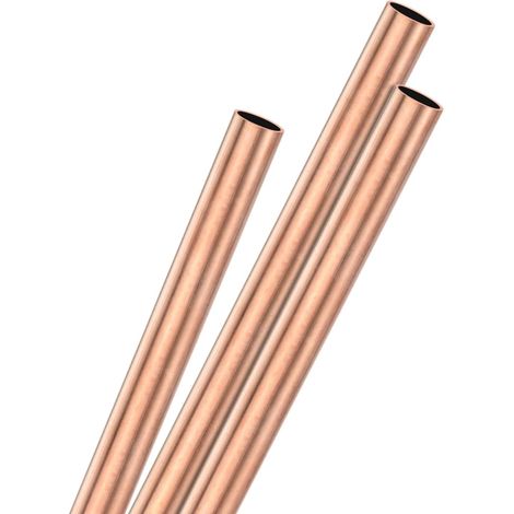 3pcs Straight Copper Tube, 6.4mm OD x 250mm Length 1mm Thick T2 Copper Rod Round Bar for Building, Machining, DIY, Handmade Projects, Model (1/5)