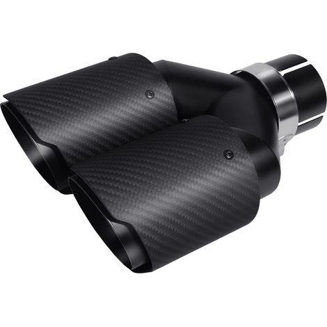 63MM(Entrée) Double Embout D'échappement 89MM(Sortie) Carbone Tuyau De Voiture Embout Arrière(Mat Tout Noir) (1/5)