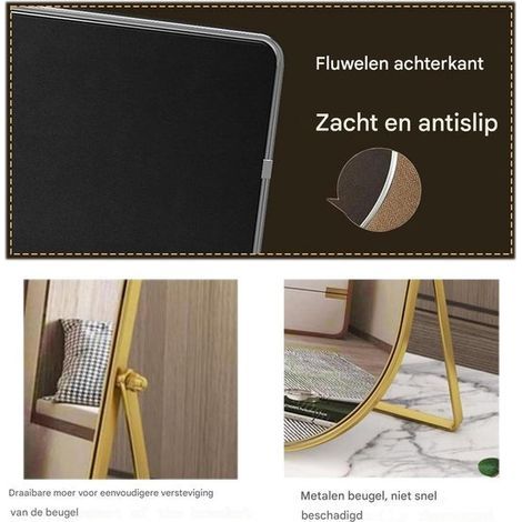 Ynkkvre Kosmetikspiegel – 360° drehbar – Goldfarbener Edelstahlrahmen – HD-Spiegel – Tragbar und elegant (1/5)