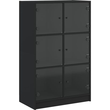 Aparador Cómoda Cómoda Armario Organizador Cocina Salón Salón Alto con Puertas 68 x 37 x 109 cm Negro Madera Contrachapada 020032245