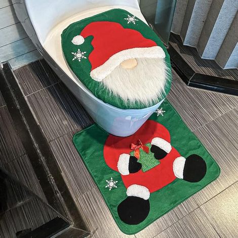 Weihnachtlicher, gesichtsloser Toilettensitzbezug, Weihnachtsdekoration, saisonale Dekogeschenke für Hotels und Haushalte, grün (1/4)