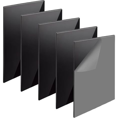 5 Pièces Plaque Acrylique Noire Avec Film de Protection 20x30cm Feuille de Plastique Plaque en 2 mm d'Épaisseur Résistante aux Chocs Alternatives au Verre pour Cadres Photos, Décoration (1/5)