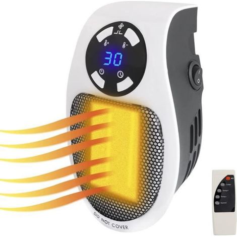 Radiateur Soufflant - Céramique - 500 W - Thermostat Réglable - Télécommande Incluse - 1 Unité (1/4)