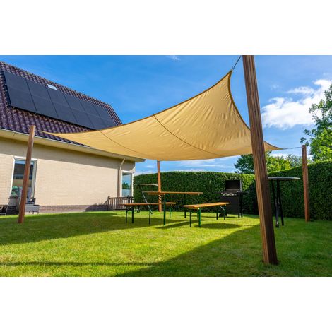 Sonnensegel Wasserdicht Viereck 4x4 m - 160 g/m² - Beige - Pro