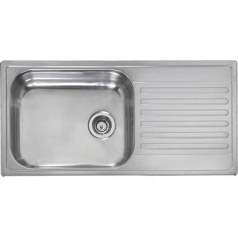 Reginox Einbauspüle Minister - Spüle mit Abtropffläche - Waschbecken reversibel mit Ablaufverbindung und Siebkorbventil, Edelstahl (1/5)