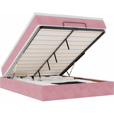 Maison Exclusive - Struttura Letto Pouf con Materasso Rosa 140x200 cm in Velluto
