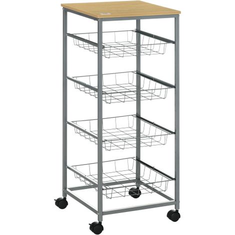 Servierwagen Küchenwagen mit Metallkörben 36,5 x 36,5 x 89 cm Küchentrolley Beistellwagen Silber für Küche & Esszimmer 
On-Site